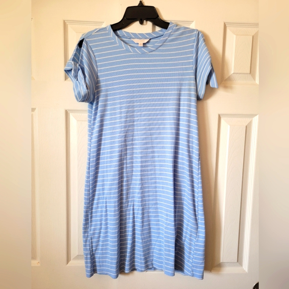 Blue Striped T-Shirt Dress